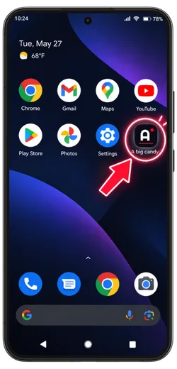 A Big Candy shortcut on the home screen.
