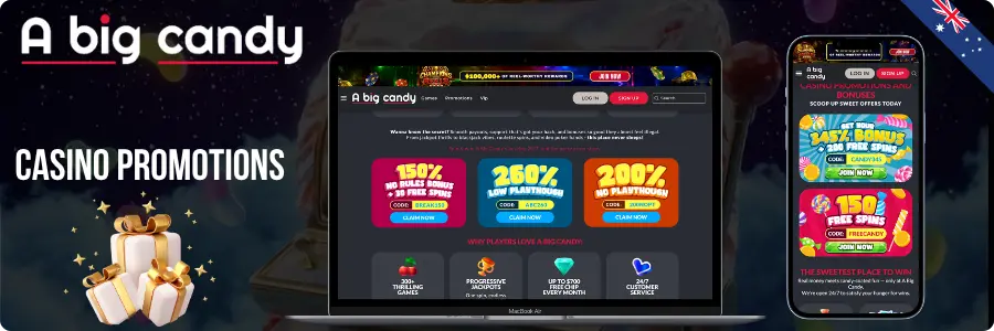 Big Candy Casino bonus section