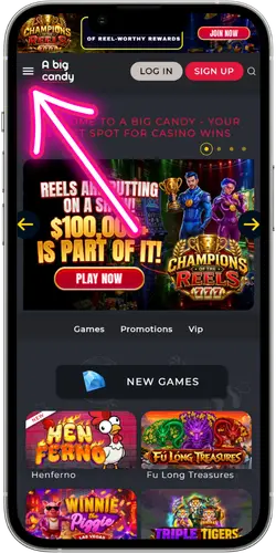 Big Candy Casino menu button